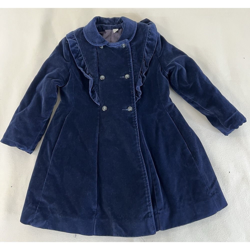Vintage Rothschild Coat Girl Velvet Size 6 Navy Blue Made USA